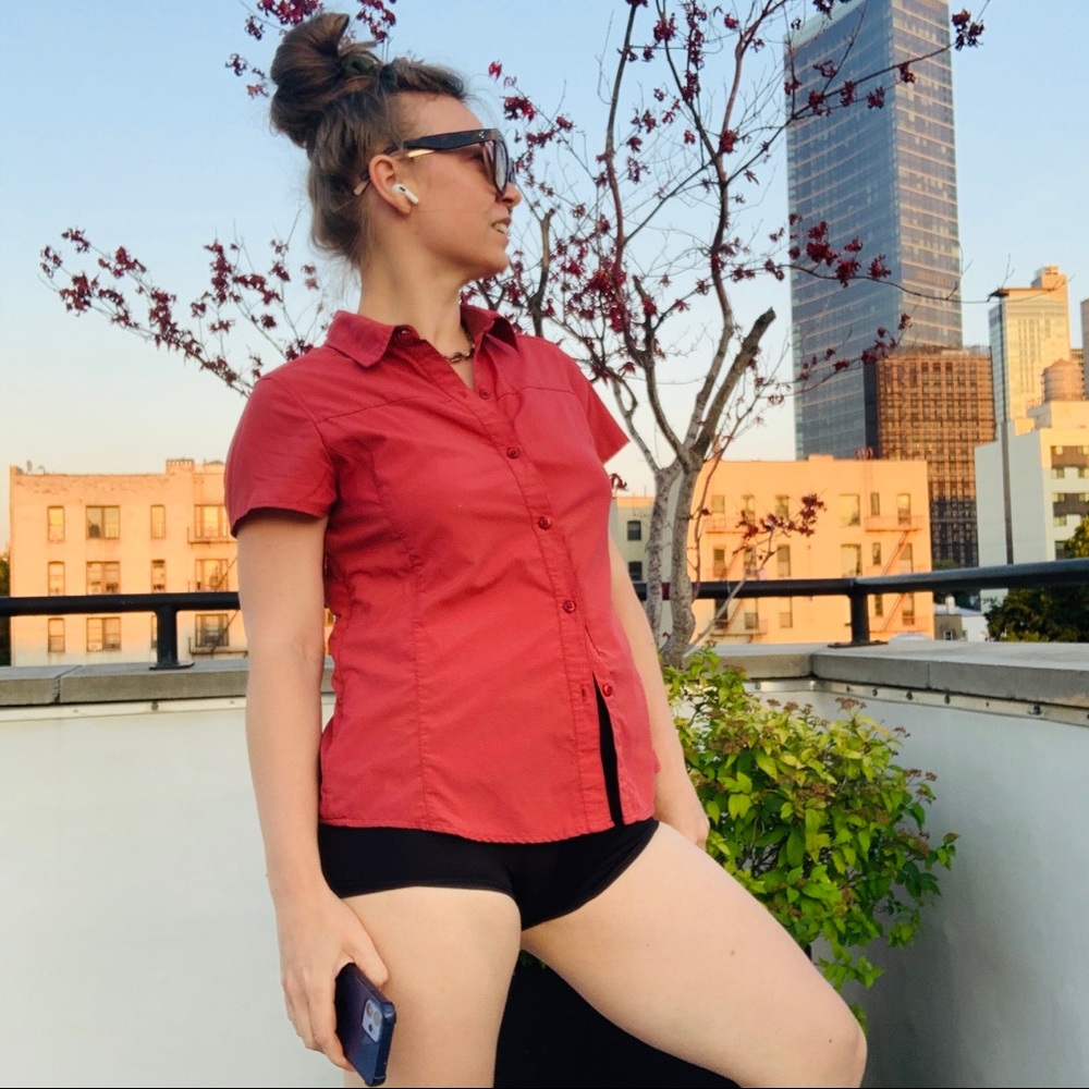 REI Nylon Button Down Short Sleeves Shirt